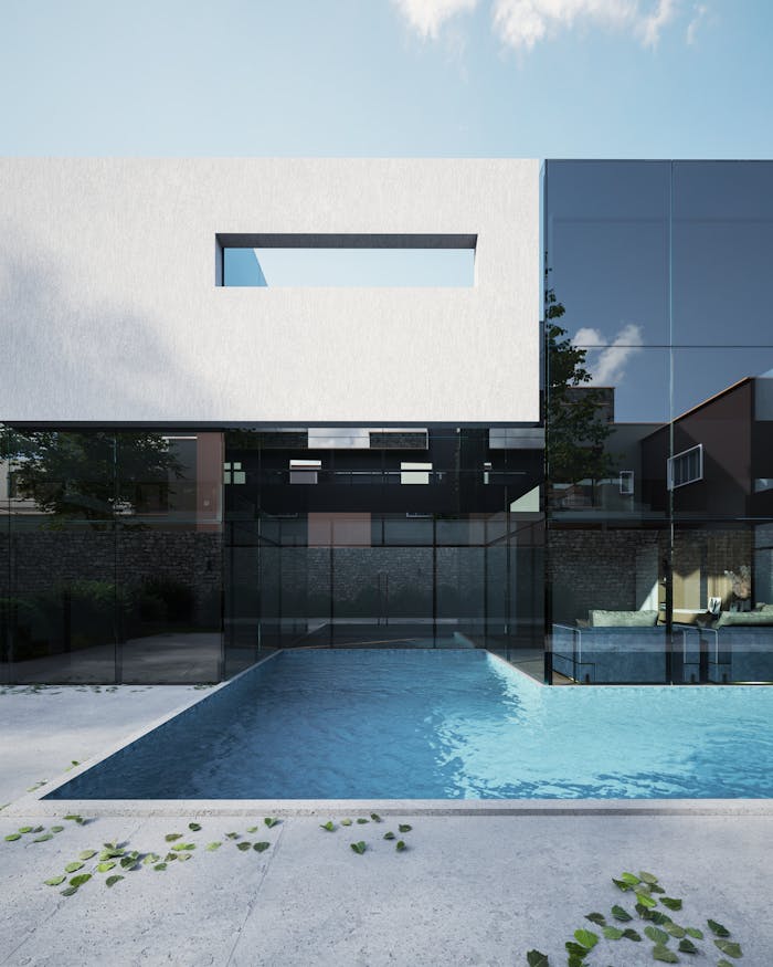 Minimalist luxury home with private swimming pool